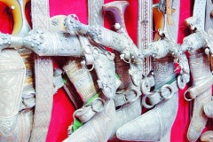 A selection of khanjars on display.